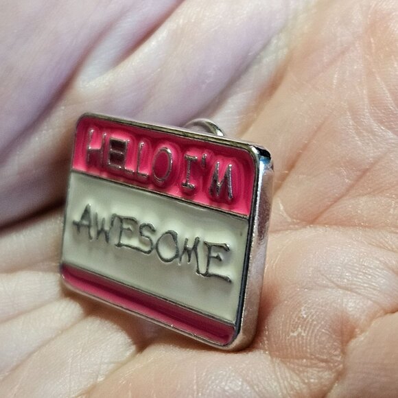 *Sale* Hello I'm Awesome  pink enamel pin - Picture 2 of 9